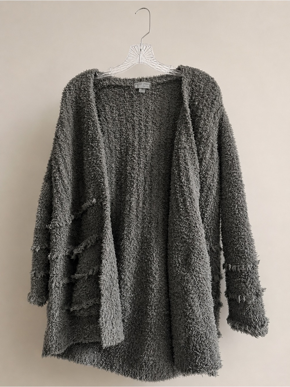 Barefoot Dreams Women's Charcoal Gray Shag Open-Front Cardigan